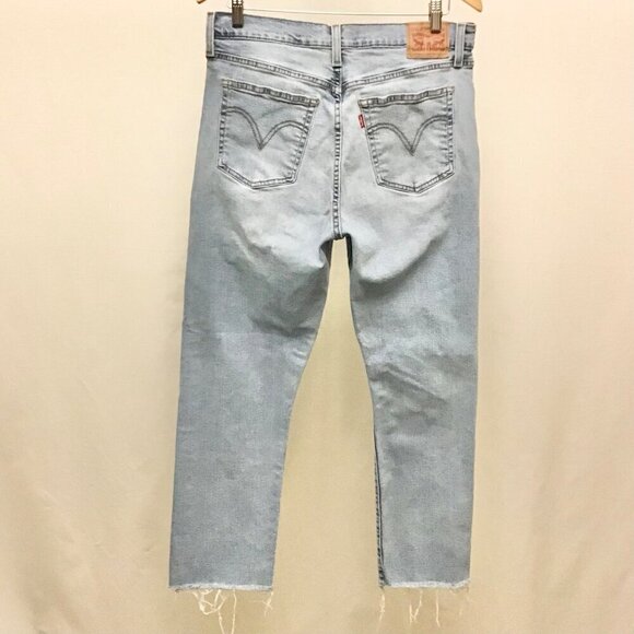 Levi’s 32 (14/15) Wedgie Straight Women’s Jeans Distressed Frayed Hems Stretch - Picture 5 of 12